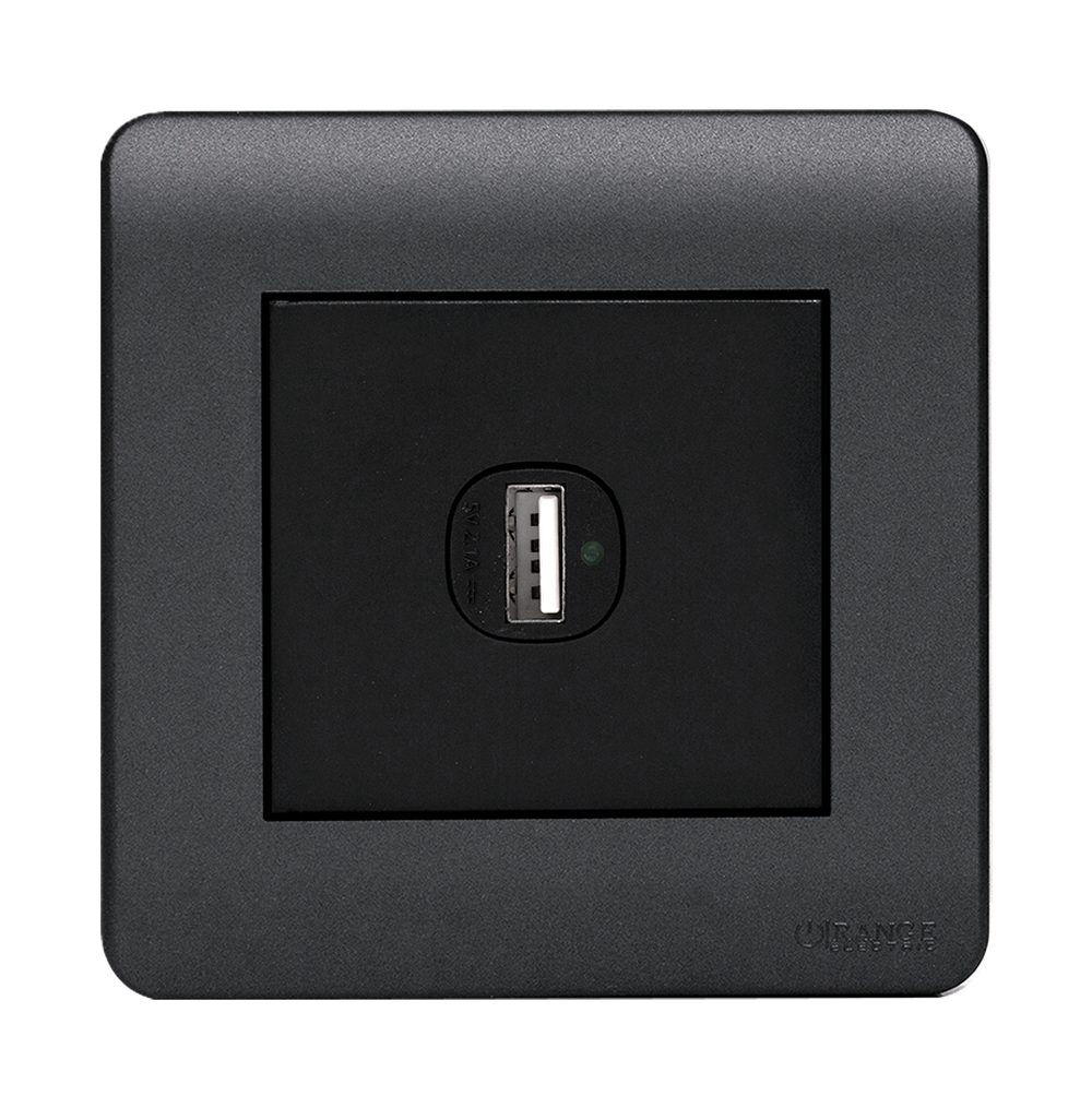 SCINTILLA 2.1Amp. 1Gang Type-A USB Charger Outlet B/Matte with GM/Matte Surround