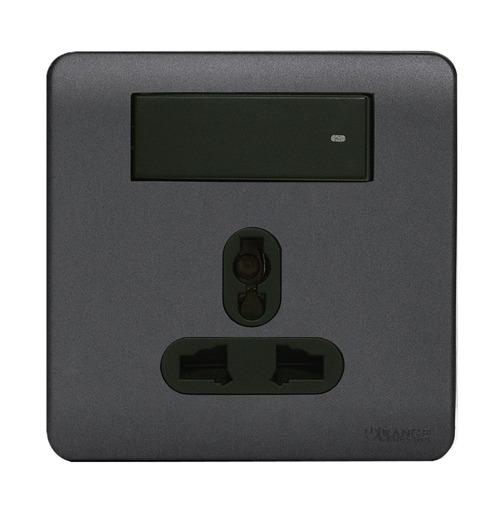 SCINTILLA 13Amp. Multi Socket Outlet with Horizontal Switch B/Matte with GM/Matte Surround