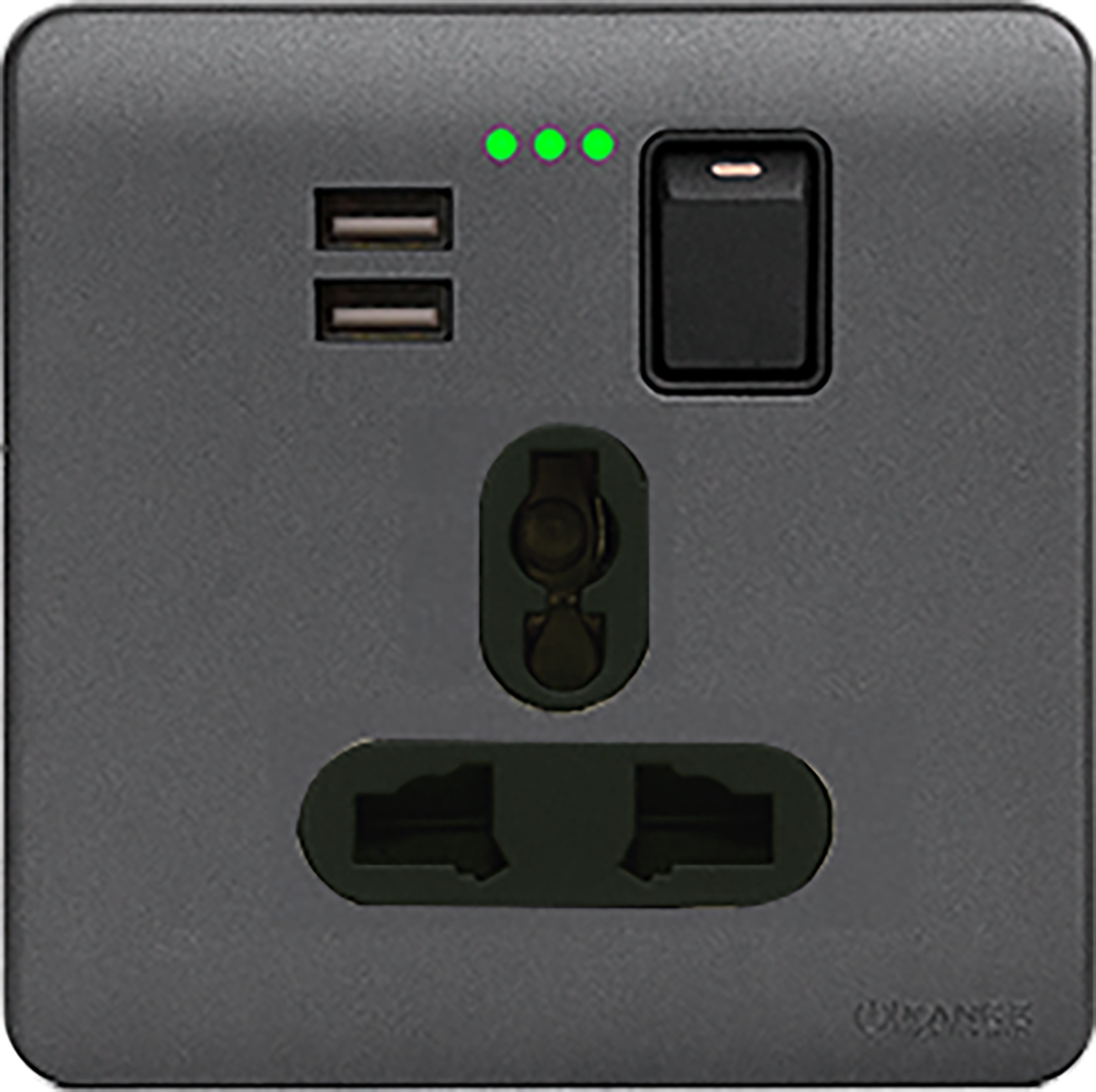 SCINTILLA 13Amp. Single Multi Switched Socket Outlet with Indicator + 3.4Amp. Type-A  USB B/Matte with GM/Matte Surround