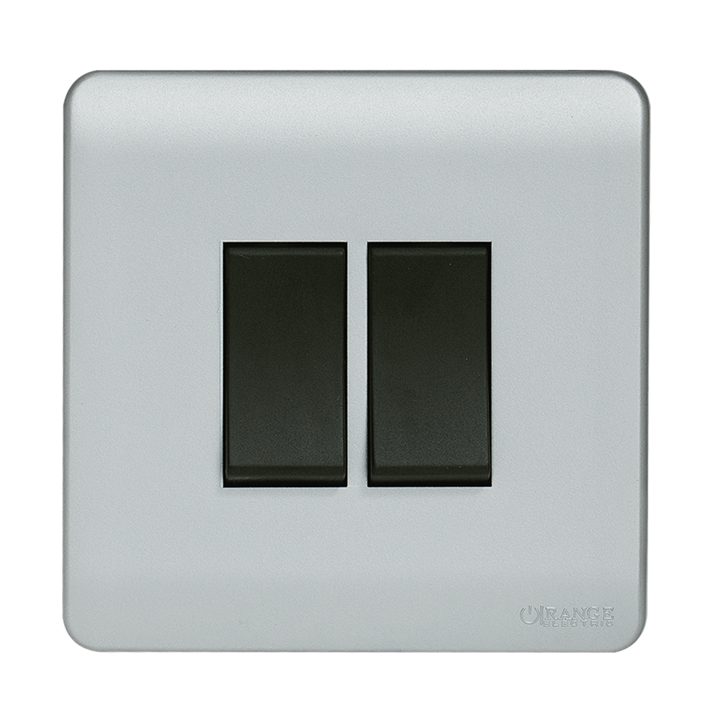 SCINTILLA 16Amp. 2Gang 1Way Switch B/Matte with S/Matte Surround