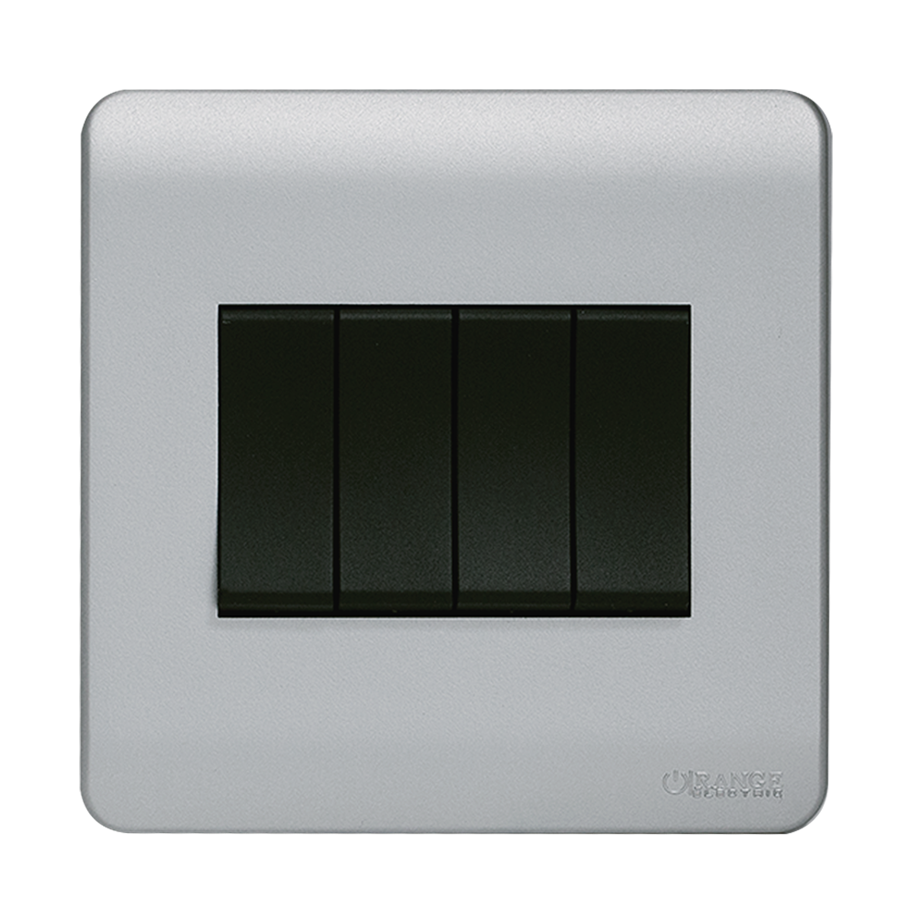 SCINTILLA 16Amp. 4Gang 1Way Switch B/Matte with S/Matte Surround