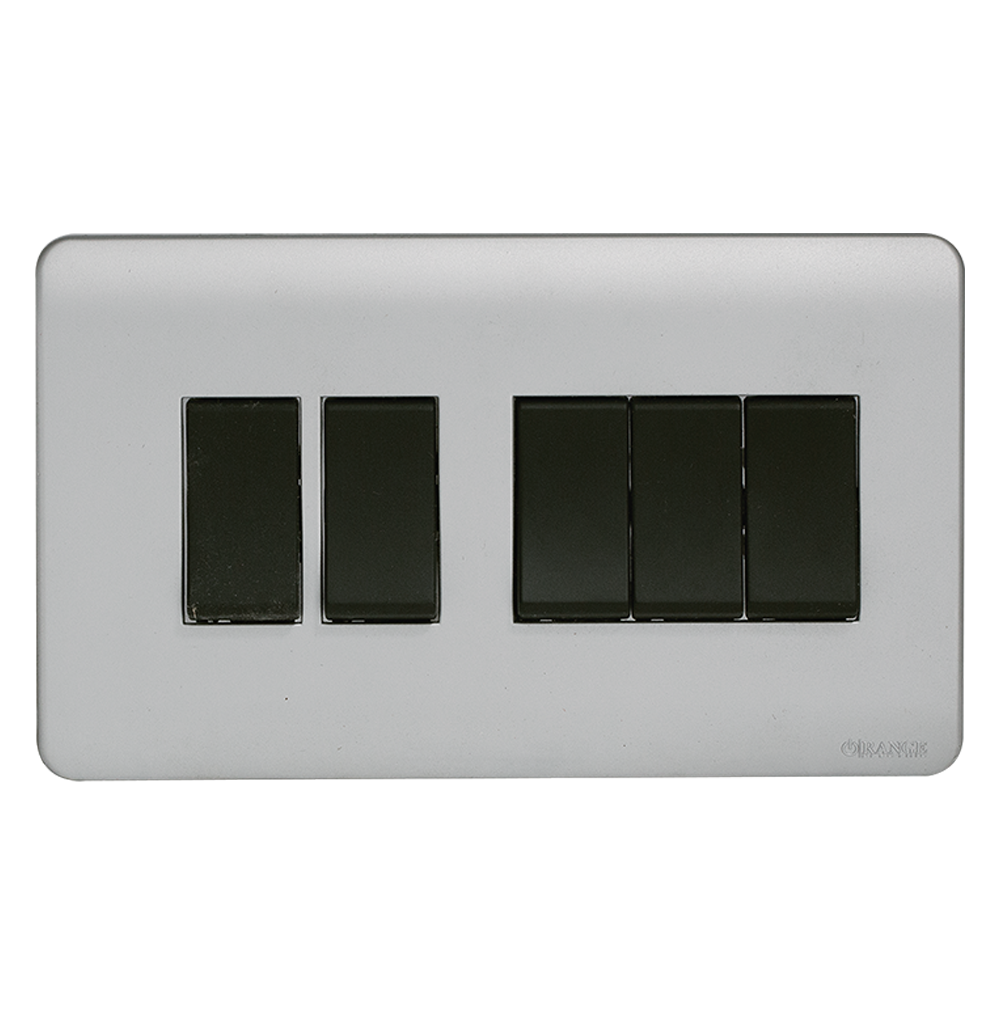 SCINTILLA 16Amp. 5Gang 1Way Switch B/Matte with S/Matte Surround