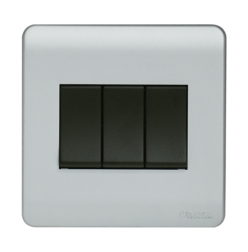 SCINTILLA 16Amp. 3Gang 2Way Switch B/Matte with S/Matte Surround