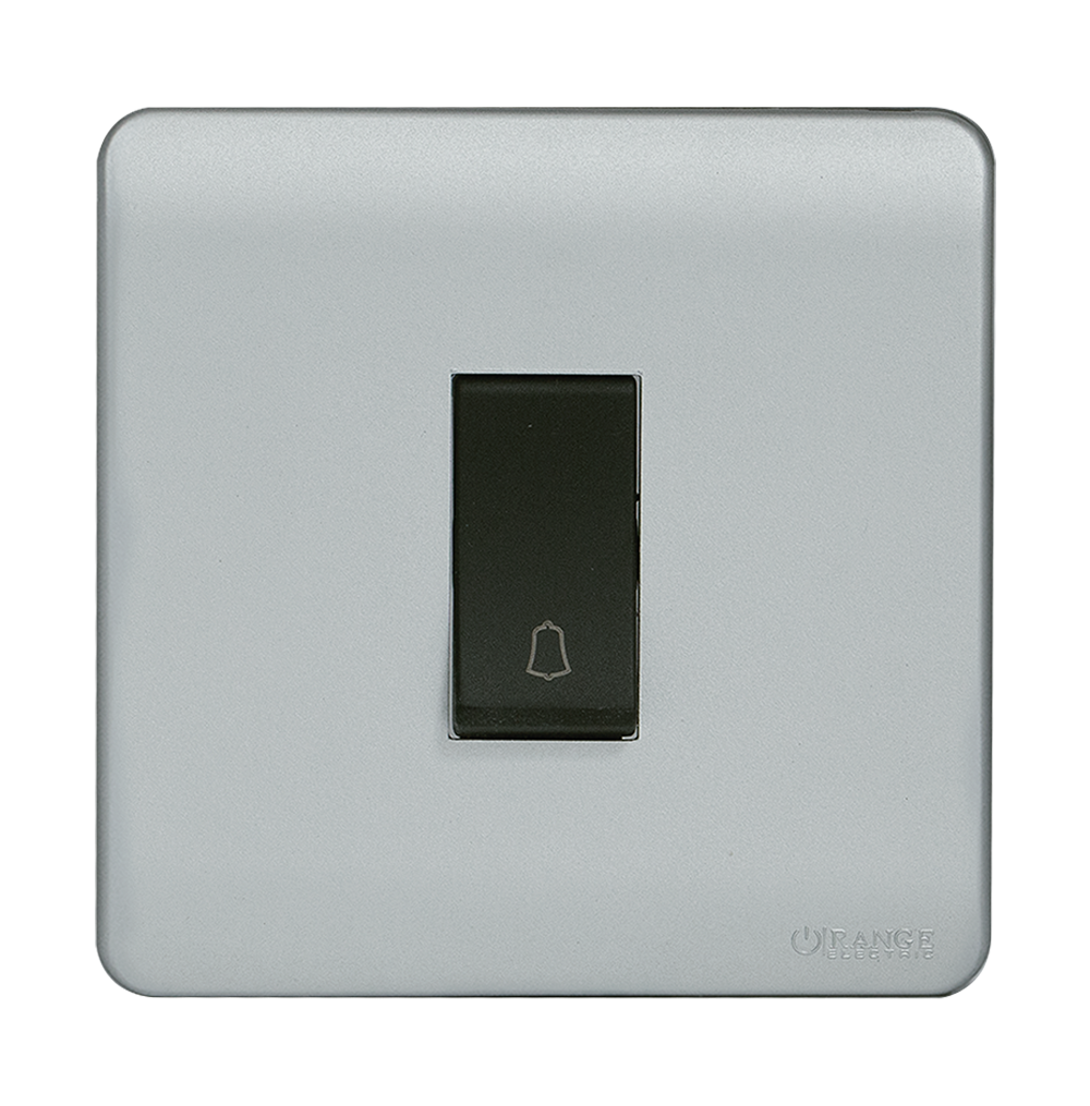 SCINTILLA 16Amp. 1Gang 1Way Bell Press Switch B/Matte with S/Matte Surround