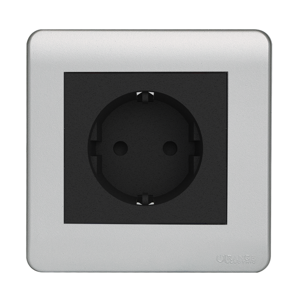 SCINTILLA 16Amp. Schuko Socket Outlet B/Matte with S/Matte Surround
