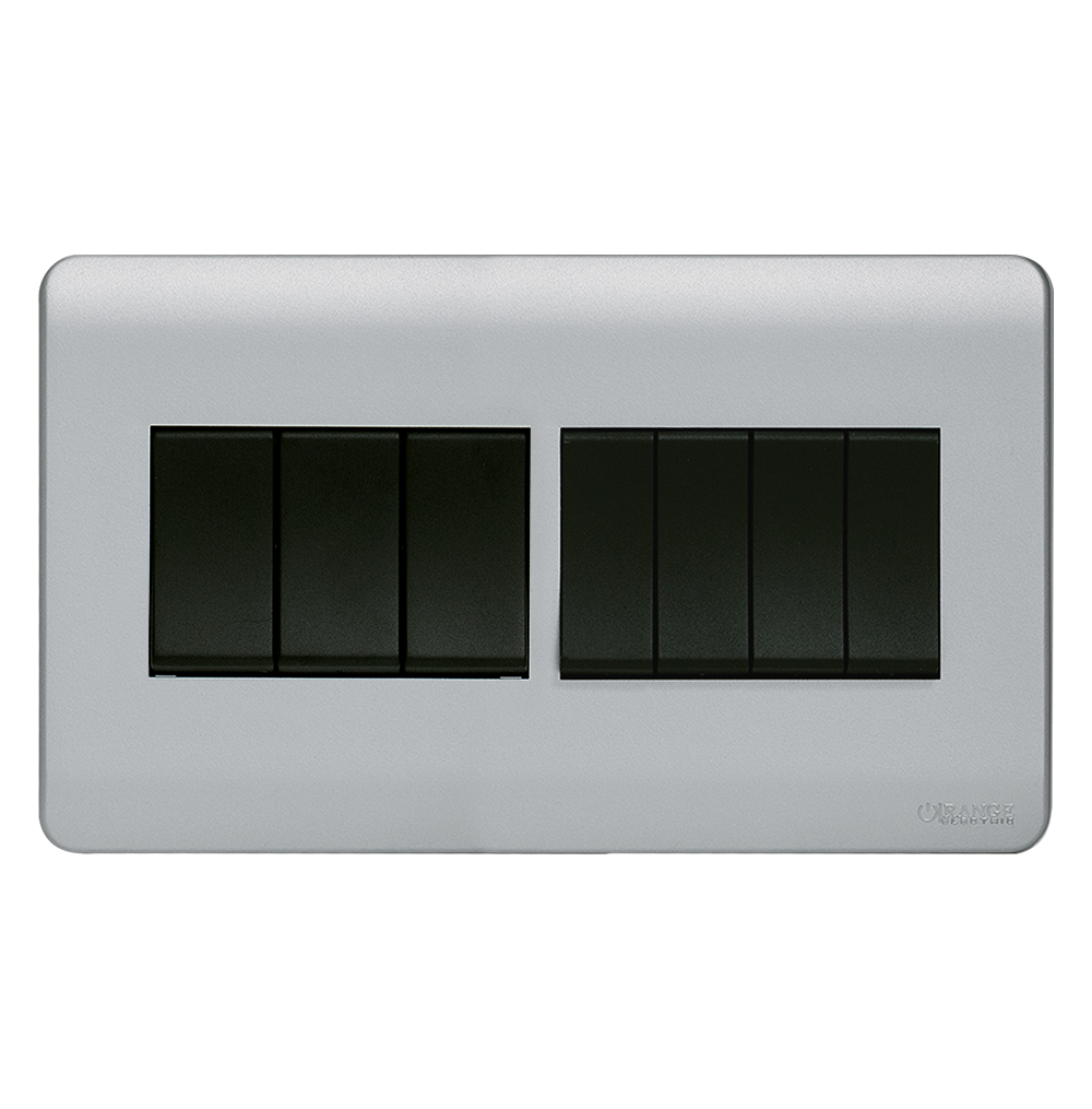 SCINTILLA 16Amp. 7Gang 2Way Switch B/Matte with S/Matte Surround