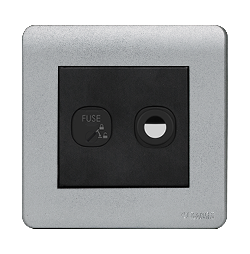 SCINTILLA 1Gang 13Amp Fused Flex Outlet B/Matte with S/Matte Surround