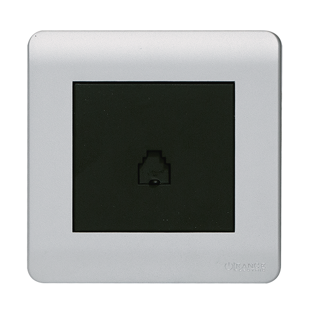 SCINTILLA 1Gang 4Wire Telephone Outlet B/Matte with S/Matte Surround