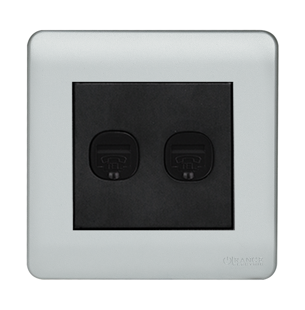 SCINTILLA 2Gang 4Wire Telephone Outlet B/Matte with S/Matte Surround