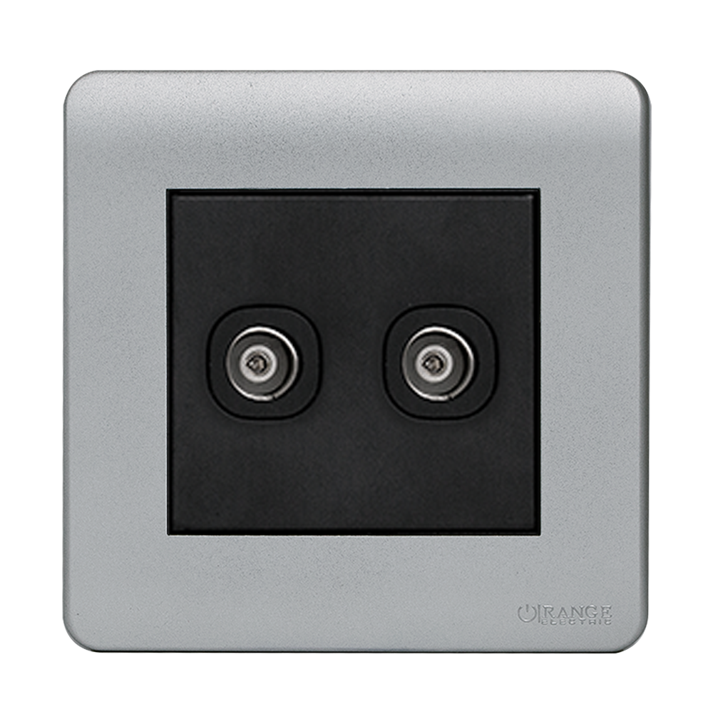 SCINTILLA 2Gang TV Co-Axial Outlet (75Ohm) B/Matte with S/Matte Surround