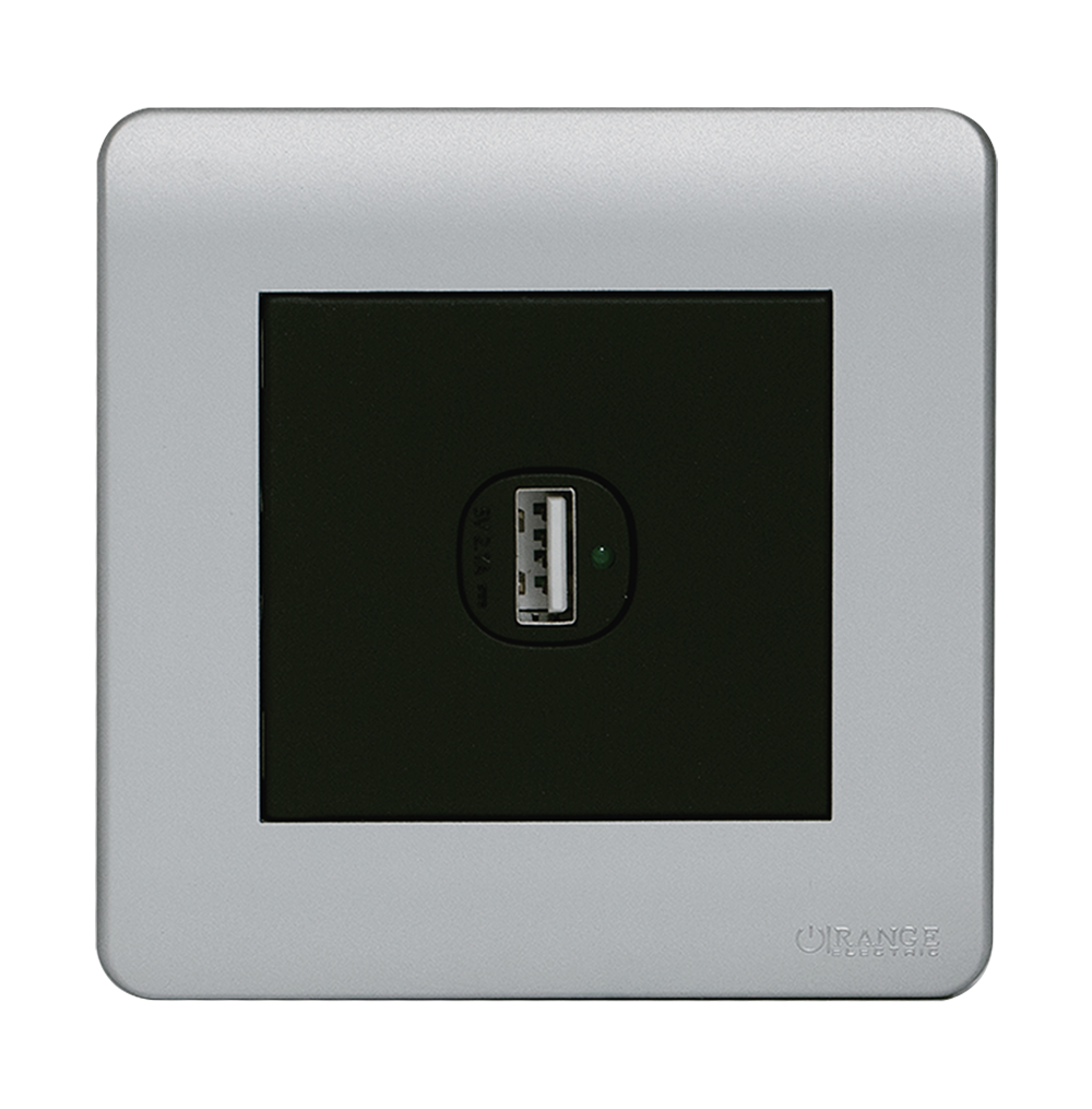 SCINTILLA 2.1Amp. 1Gang Type-A USB Charger Outlet B/Matte with S/Matte Surround