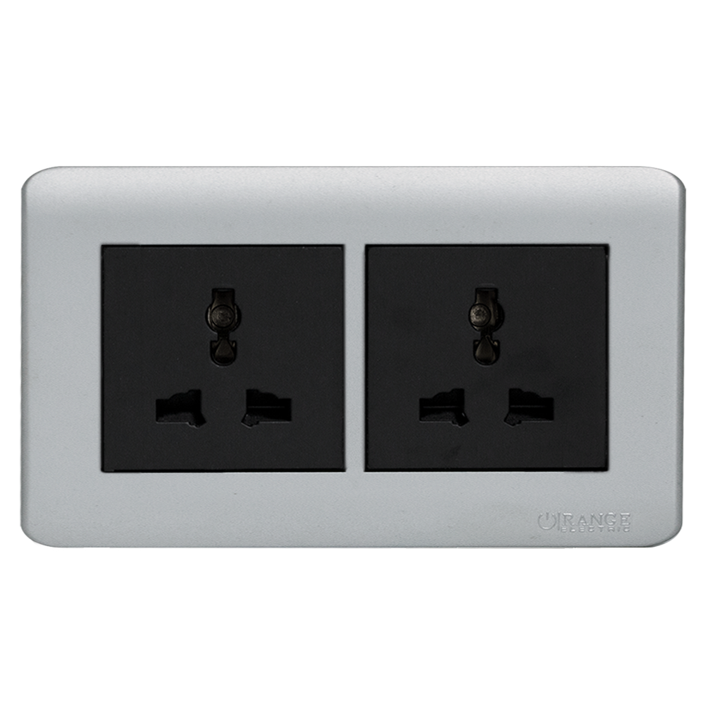 SCINTILLA 13Amp. Twin Multi Unswitched Socket Outlet B/Matte with S/Matte Surround