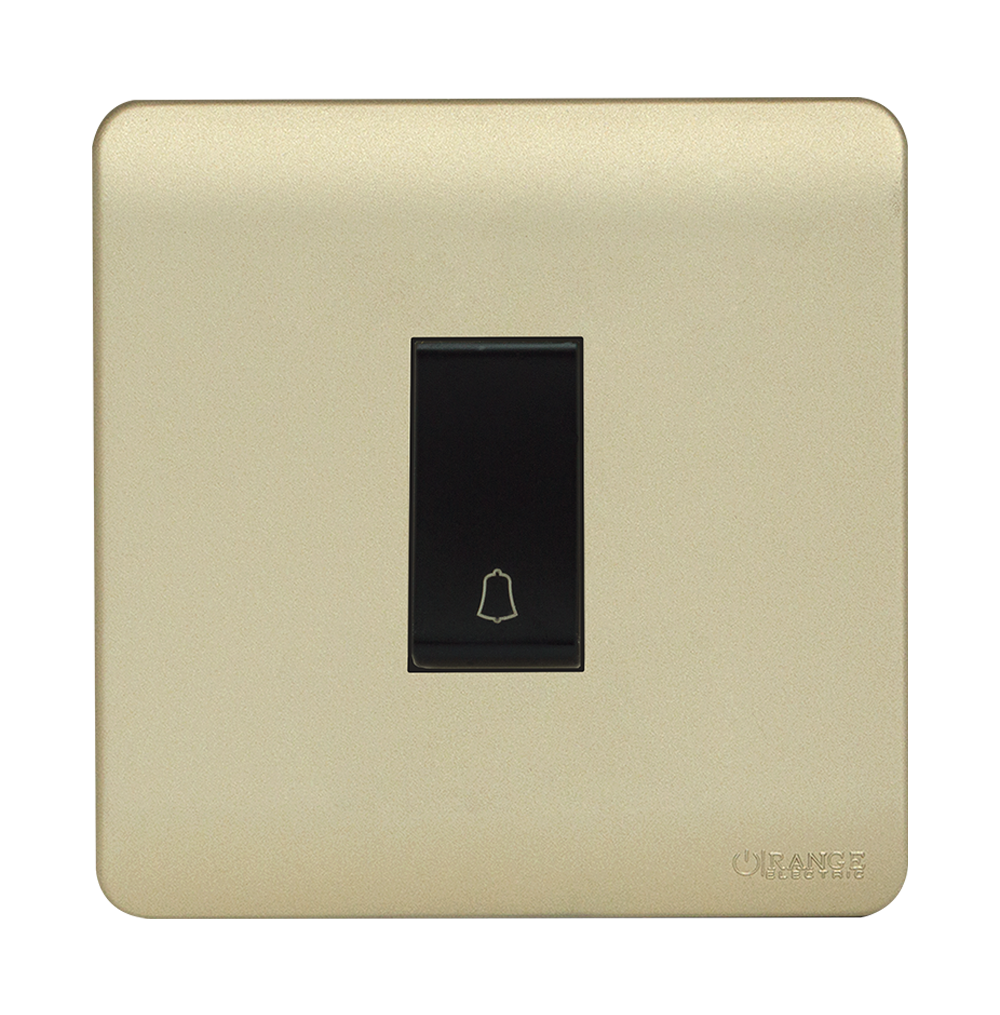 SCINTILLA 16Amp. 1Gang 2Way Bell Press Switch B/Matte with Gld/Matte Surround