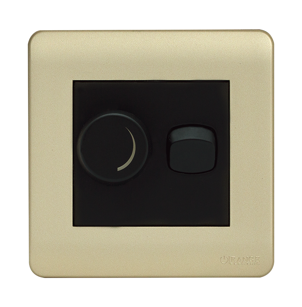 SCINTILLA 400Watt Light Dimmer Controller with Switch B/Matte with Gld/Matte Surround