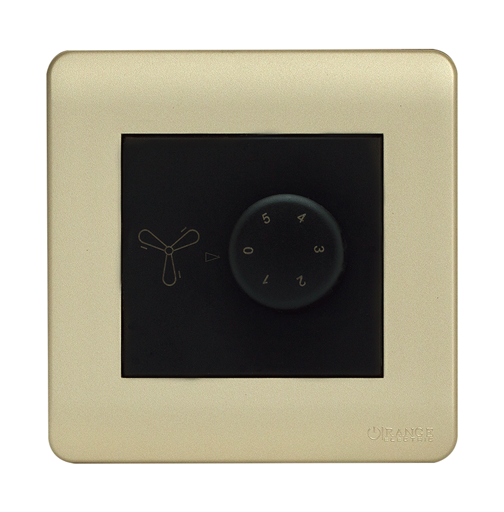 SCINTILLA 90Watt 5Step Humfree Fan Controller B/Matte with Gld/Matte Surround