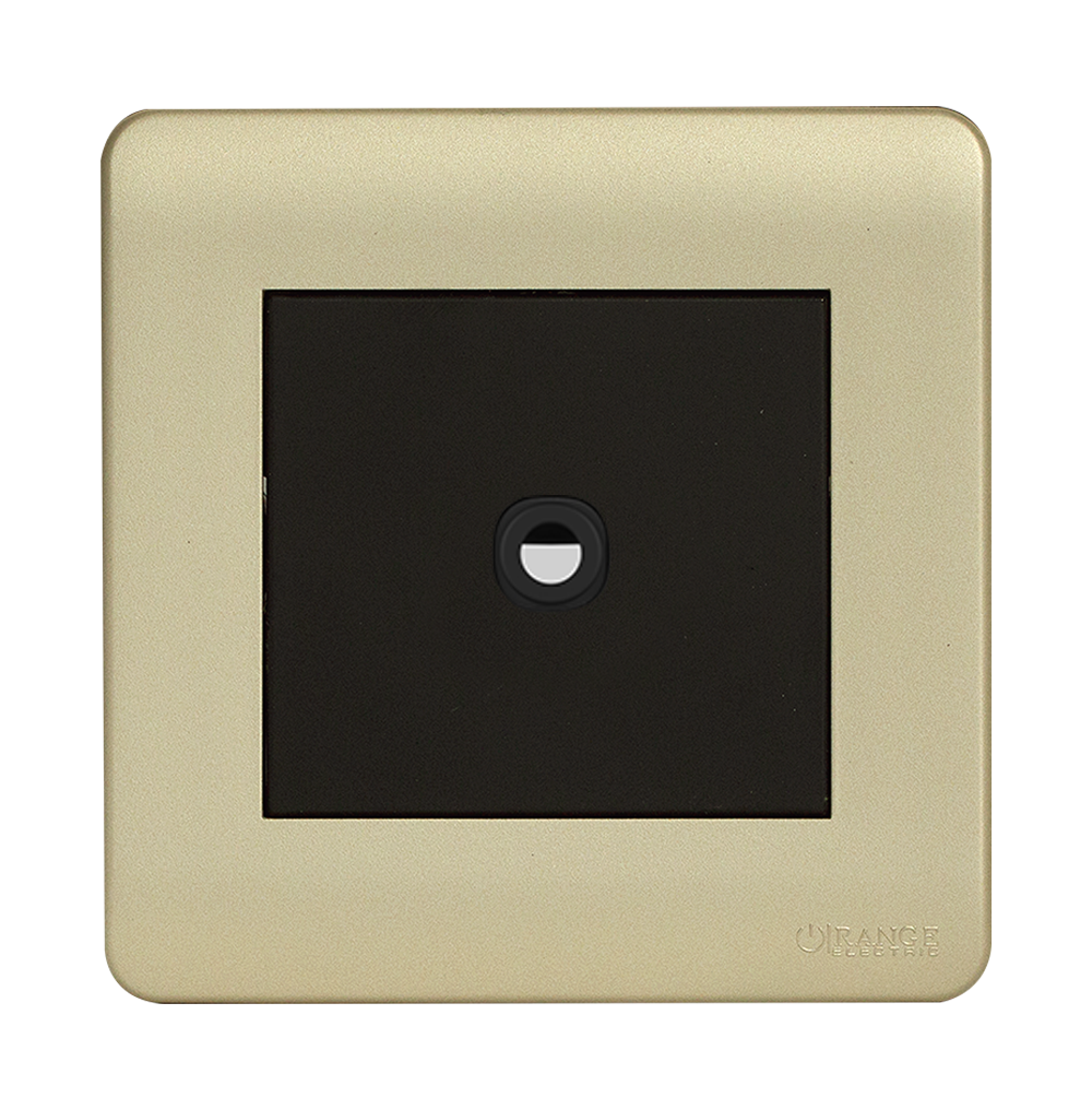 SCINTILLA 1Gang 25Amp Flex Outlet B/Matte with Gld/Matte Surround
