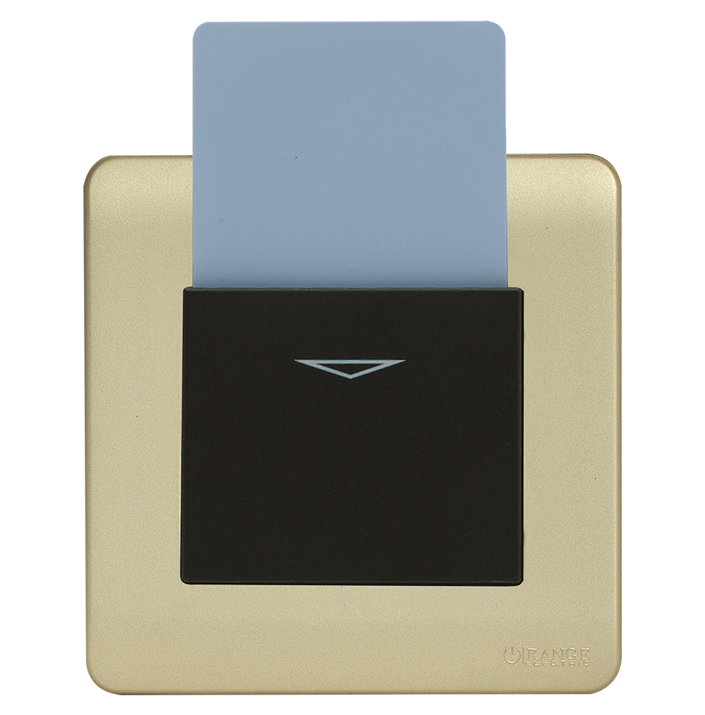 SCINTILLA 25Amp. Electronic Key Card Switch B/Matte with Gld/Matte Surround