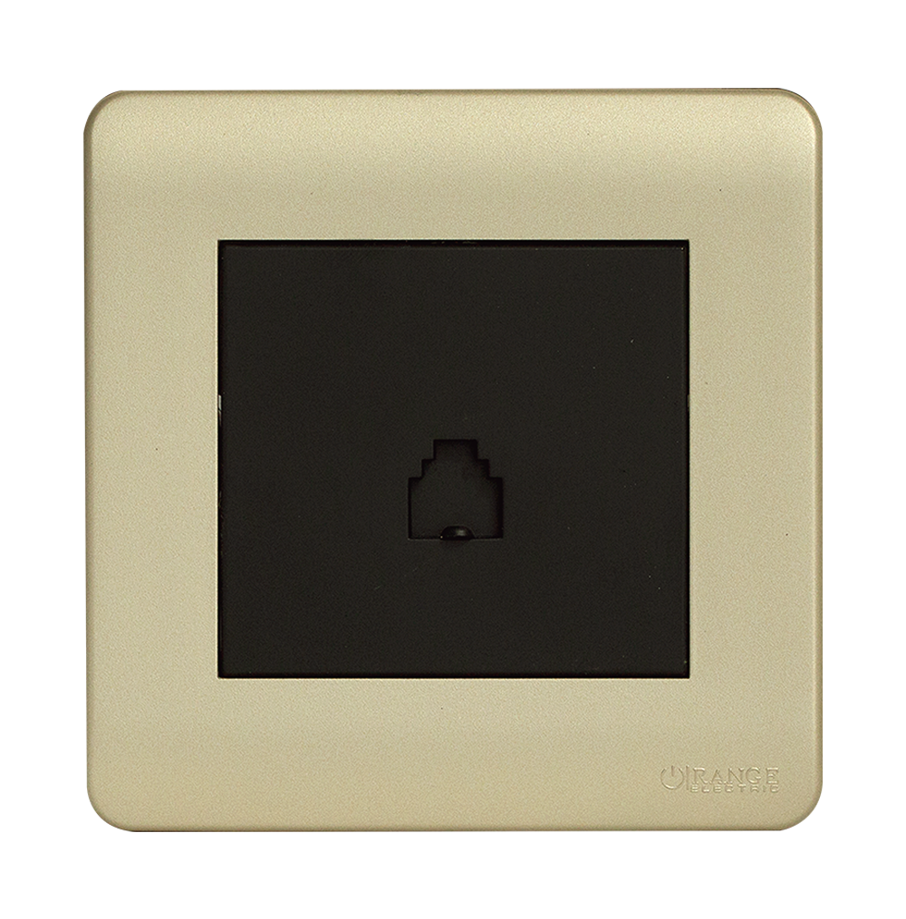 SCINTILLA 1Gang 4Wire Telephone Outlet B/Matte with Gld/Matte Surround