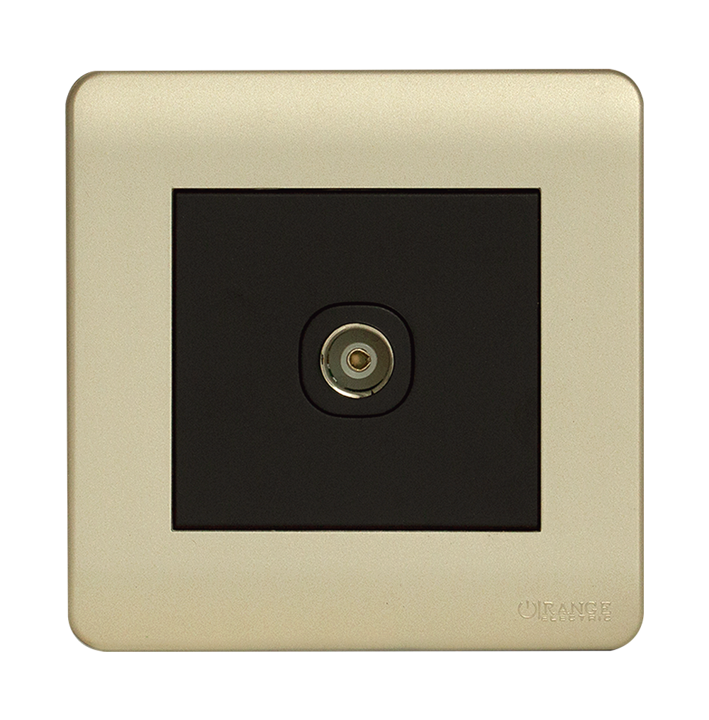 SCINTILLA 1Gang TV Co-Axial Outlet (75Ohm) B/Matte with Gld/Matte Surround
