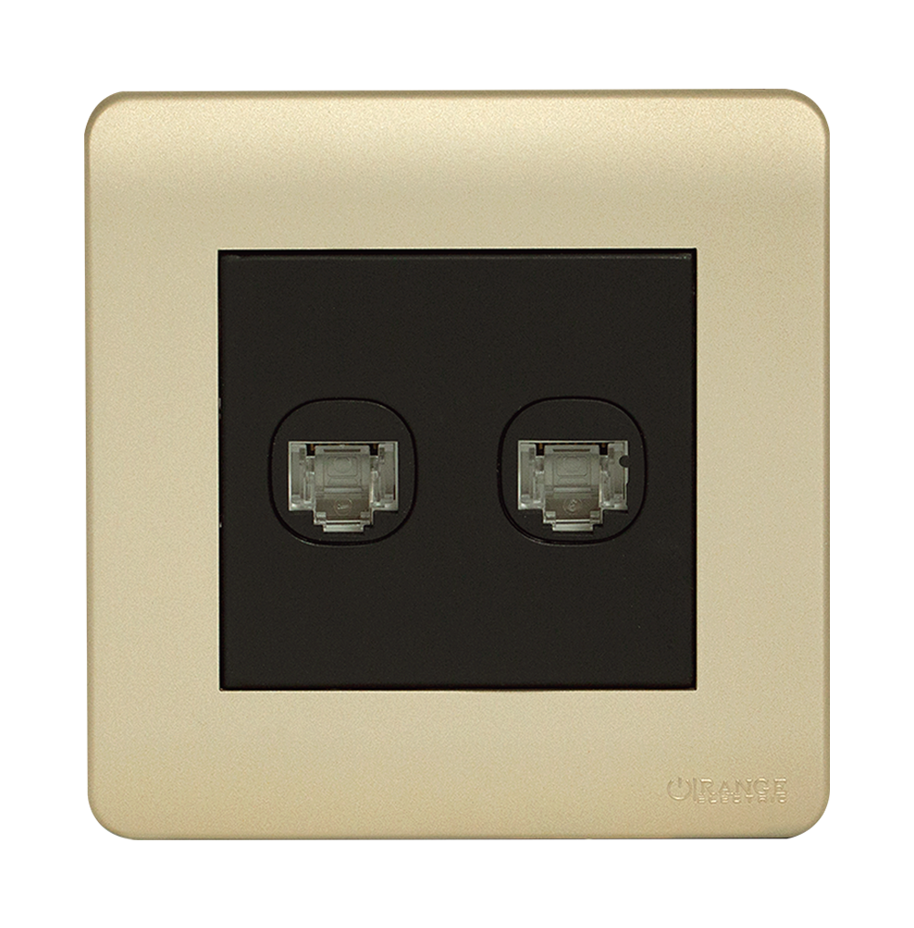 SCINTILLA 2Gang 8Wire 8Contact Telephone/Data Outlet B/Matte with Gld/Matte Surround