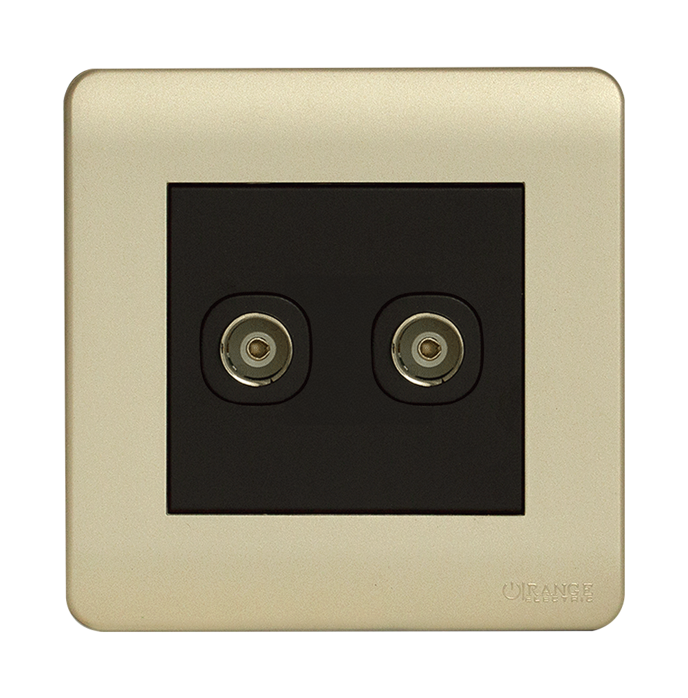 SCINTILLA 2Gang TV Co-Axial Outlet (75Ohm) B/Matte with Gld/Matte Surround