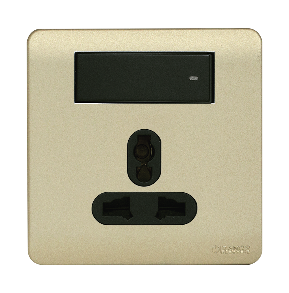 SCINTILLA 13Amp. Multi Socket Outlet with Horizontal Switch B/Matte with Gld/Matte Surround