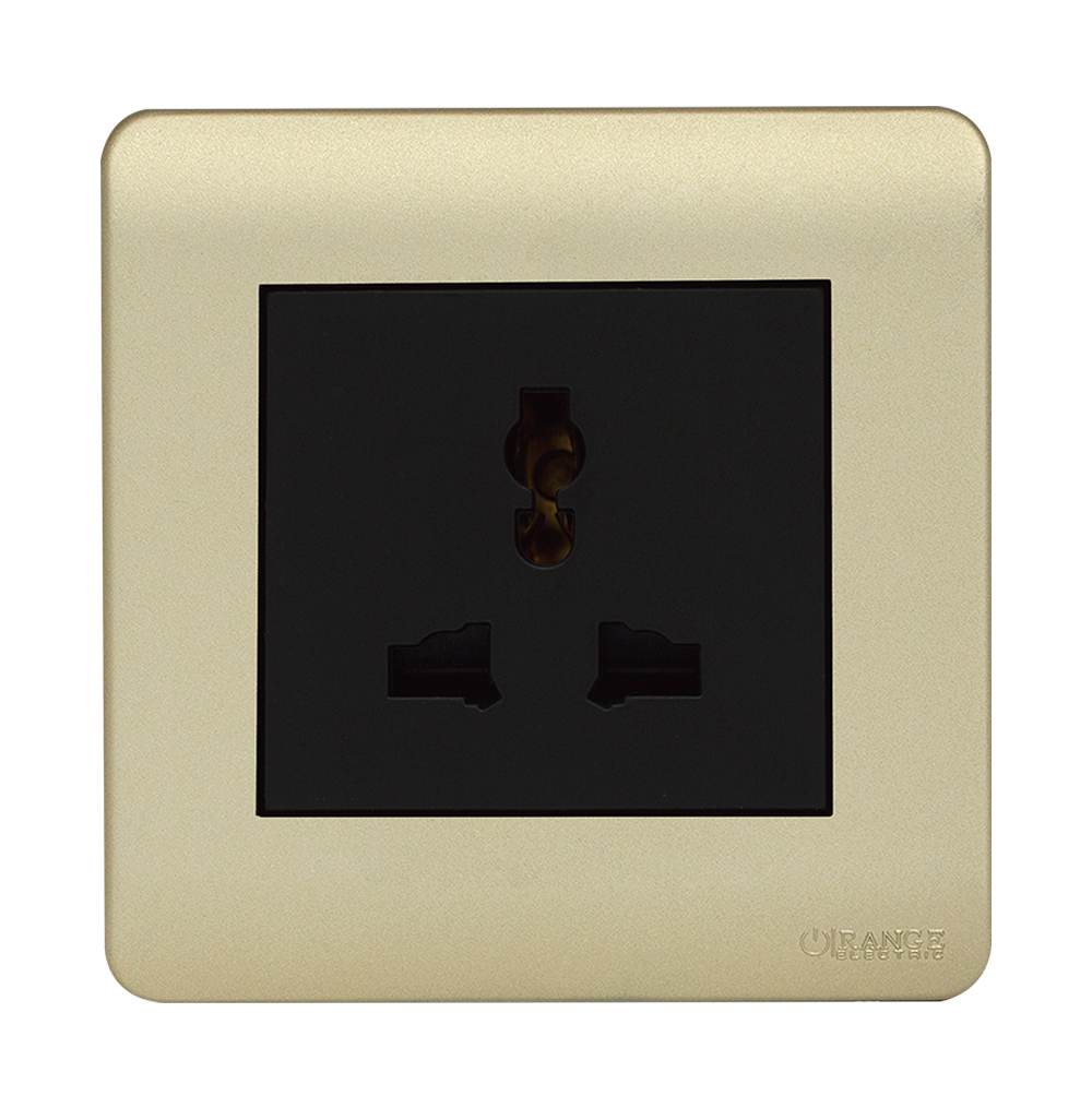 SCINTILLA 13Amp. Single Multi Unswitched Socket Outlet B/Matte with Gld/Matte Surround