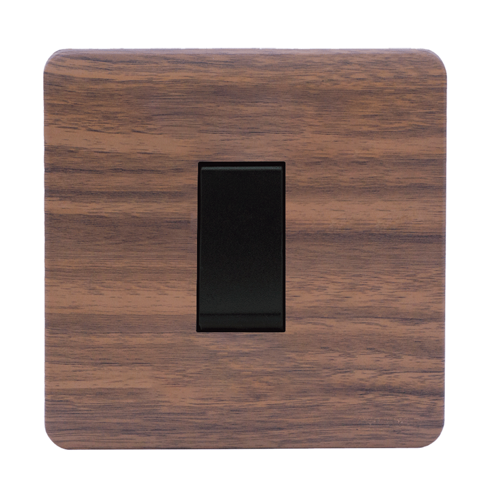 SCINTILLA 16Amp. 1Gang 1Way Switch B/Matte with Kumbuk Surround