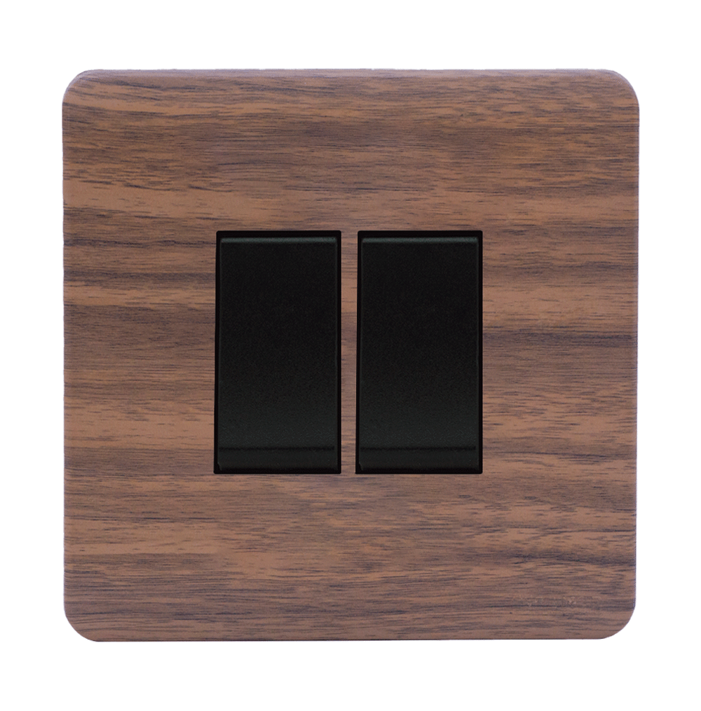 SCINTILLA 16Amp. 2Gang 1Way Switch B/Matte with Kumbuk Surround