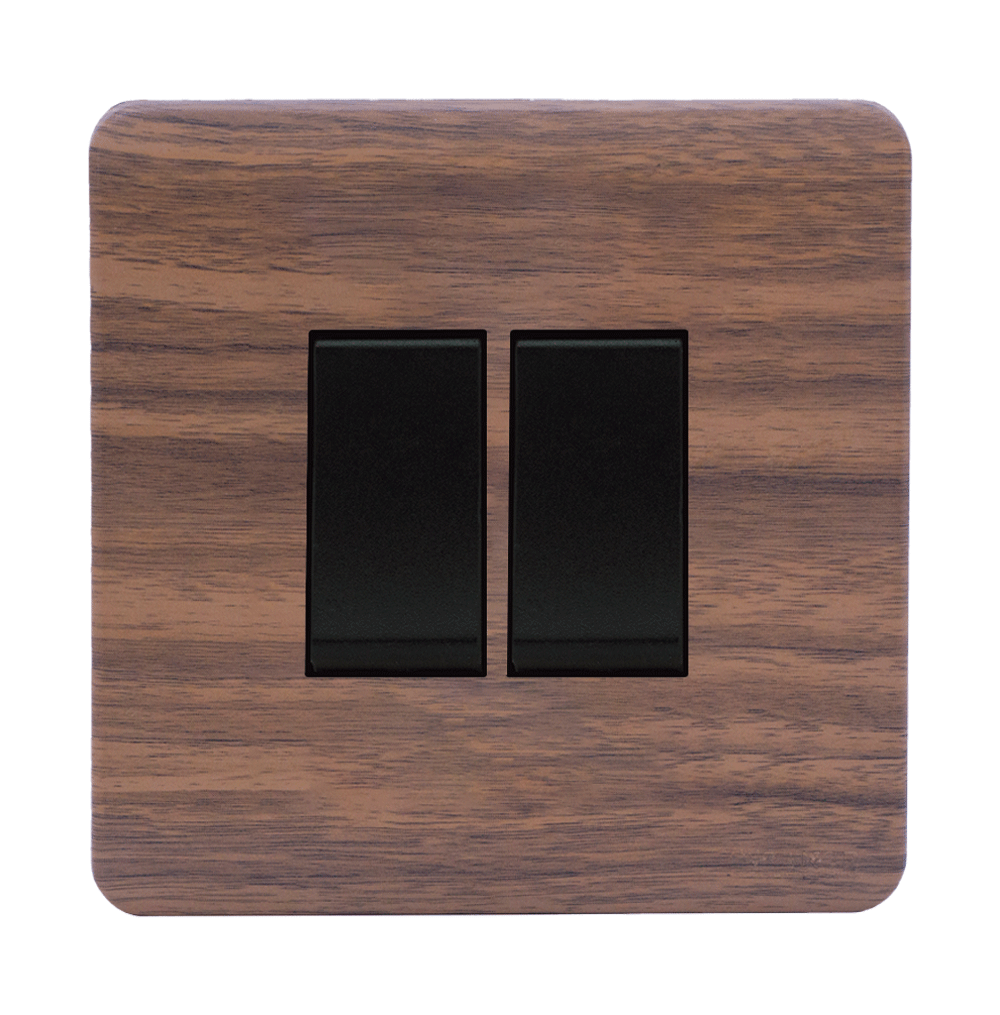 SCINTILLA 16Amp. 2Gang 2Way Switch B/Matte with Kumbuk Surround