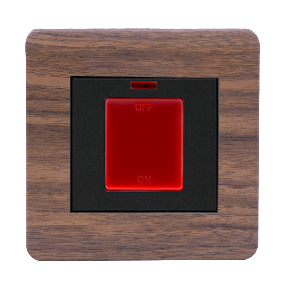 SCINTILLA 45Amp. Double Pole Switch with Indicator + Earth Bar B/Matte with Kumbuk Surround