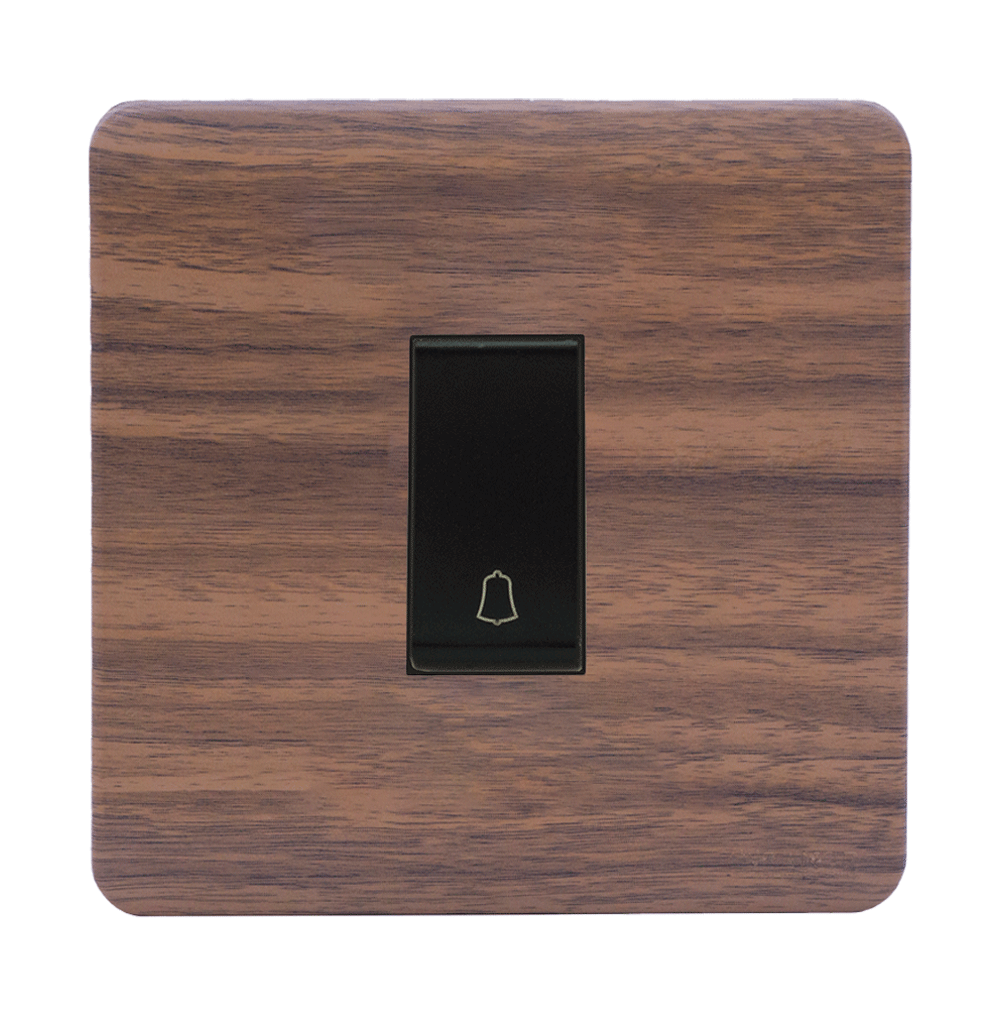 SCINTILLA 16Amp. 1Gang 1Way Bell Press Switch B/Matte with Kumbuk Surround
