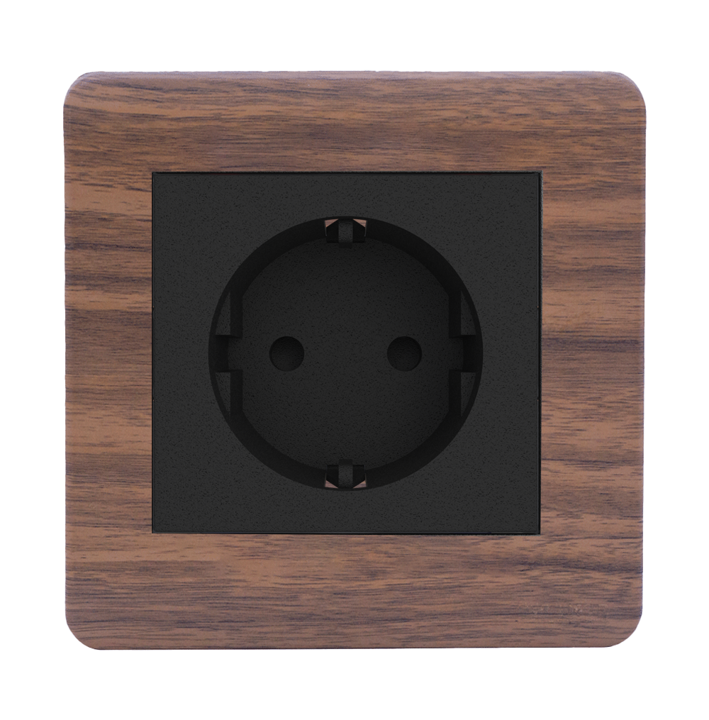 SCINTILLA 16Amp. Schuko Socket Outlet B/Matte with Kumbuk Surround
