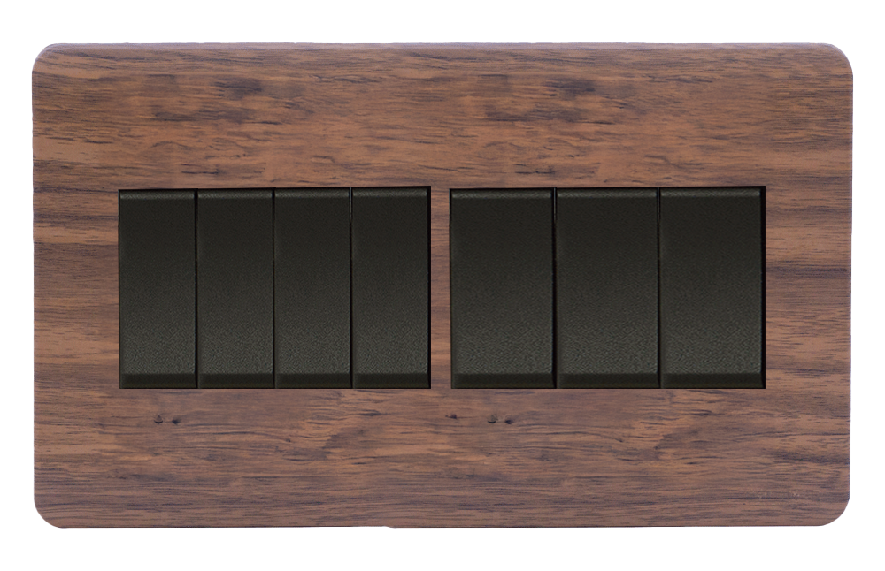 SCINTILLA 16Amp. 7Gang 2Way SwitchB/Matte with Kumbuk Surround