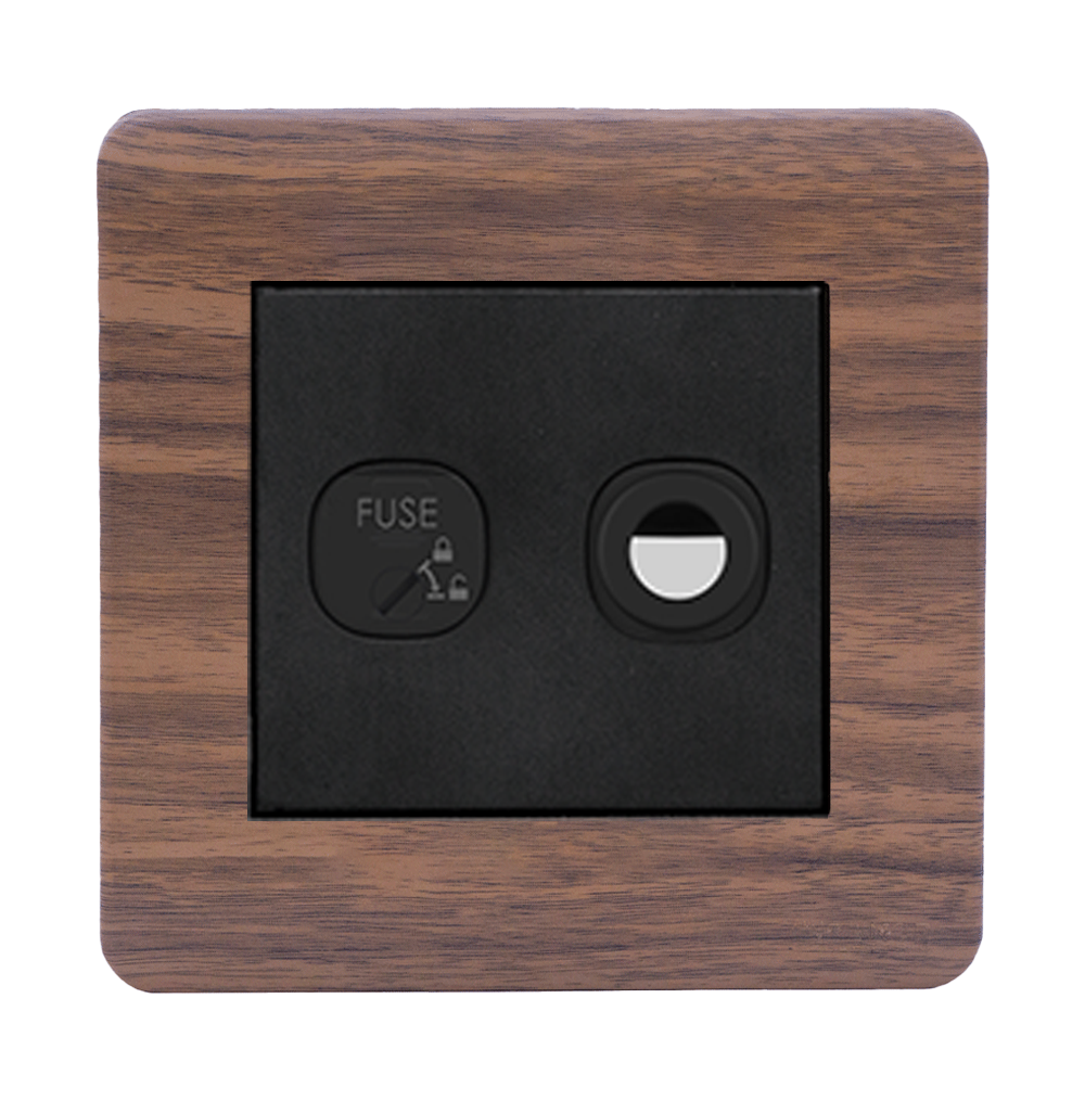 SCINTILLA 1Gang 13Amp Fused Flex Outlet B/Matte with Kumbuk Surround