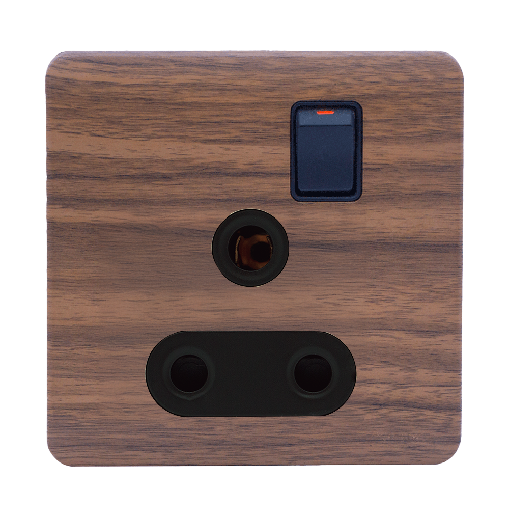SCINTILLA 15Amp. Single Switched Socket Outlet B/Matte with Kumbuk Surround
