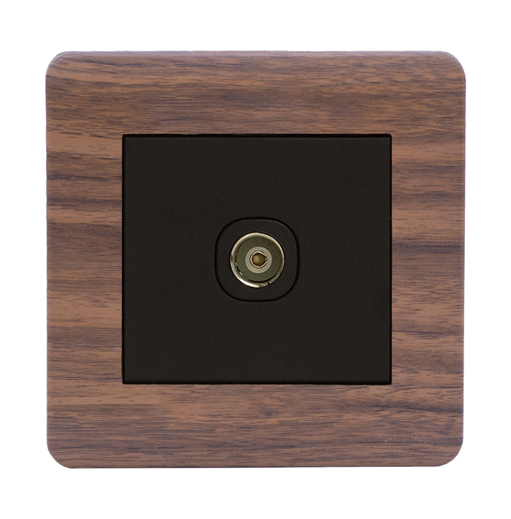 SCINTILLA 1Gang TV Co-Axial Outlet (75Ohm) B/Matte with Kumbuk Surround