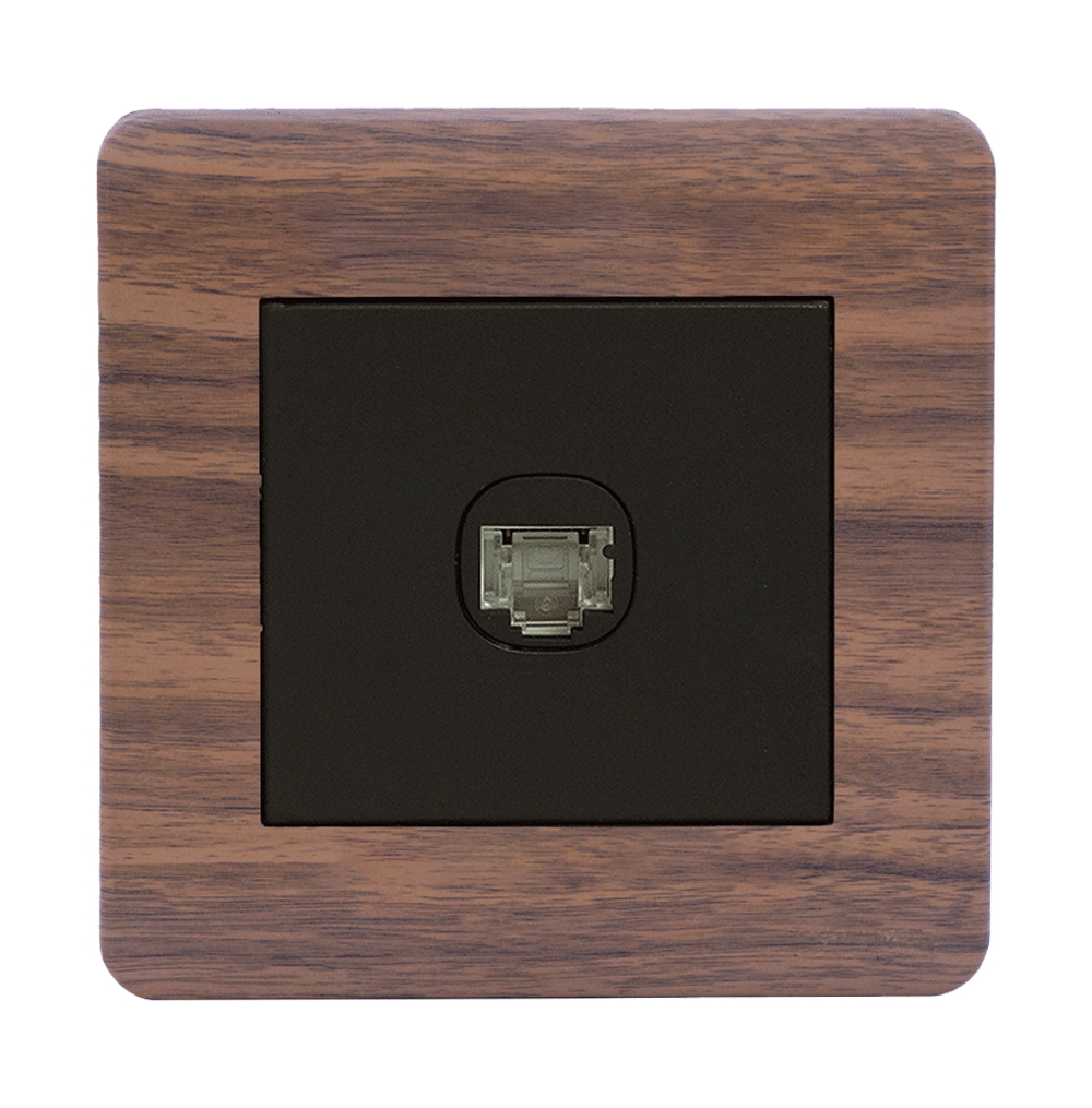 SCINTILLA 1Gang 8Wire 8Contact Telephone/Data Outlet B/Matte with Kumbuk Surround