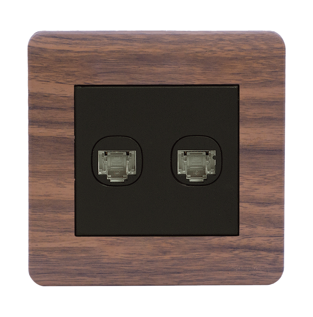 SCINTILLA 2Gang 8Wire 8Contact Telephone/Data Outlet B/Matte with Kumbuk Surround