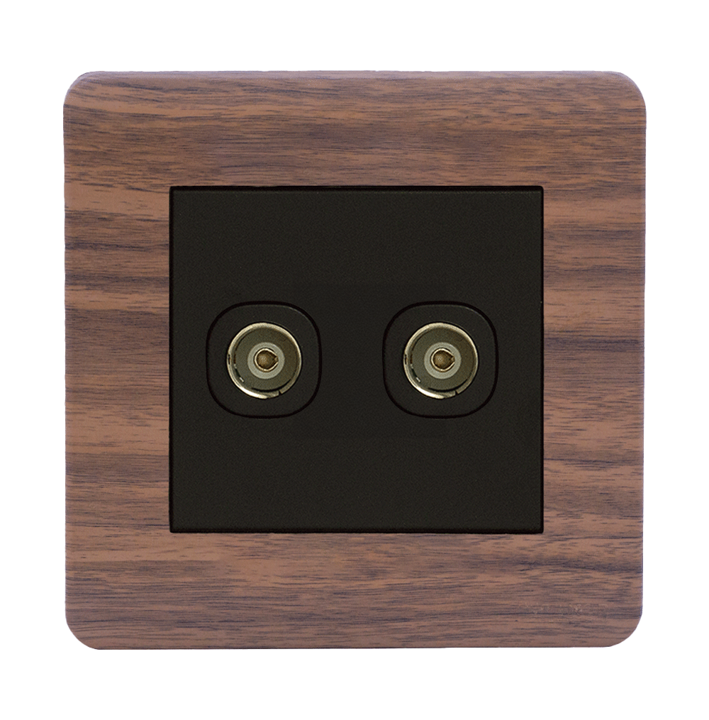 SCINTILLA 2Gang TV Co-Axial Outlet (75Ohm) B/Matte with Kumbuk Surround