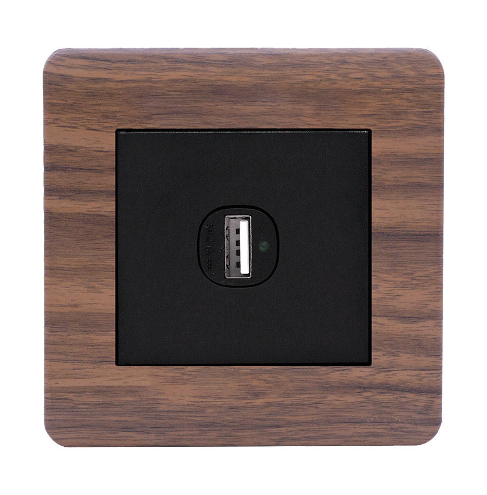 SCINTILLA 2.1Amp. 1Gang Type-A USB Charger Outlet B/Matte with Kumbuk Surround
