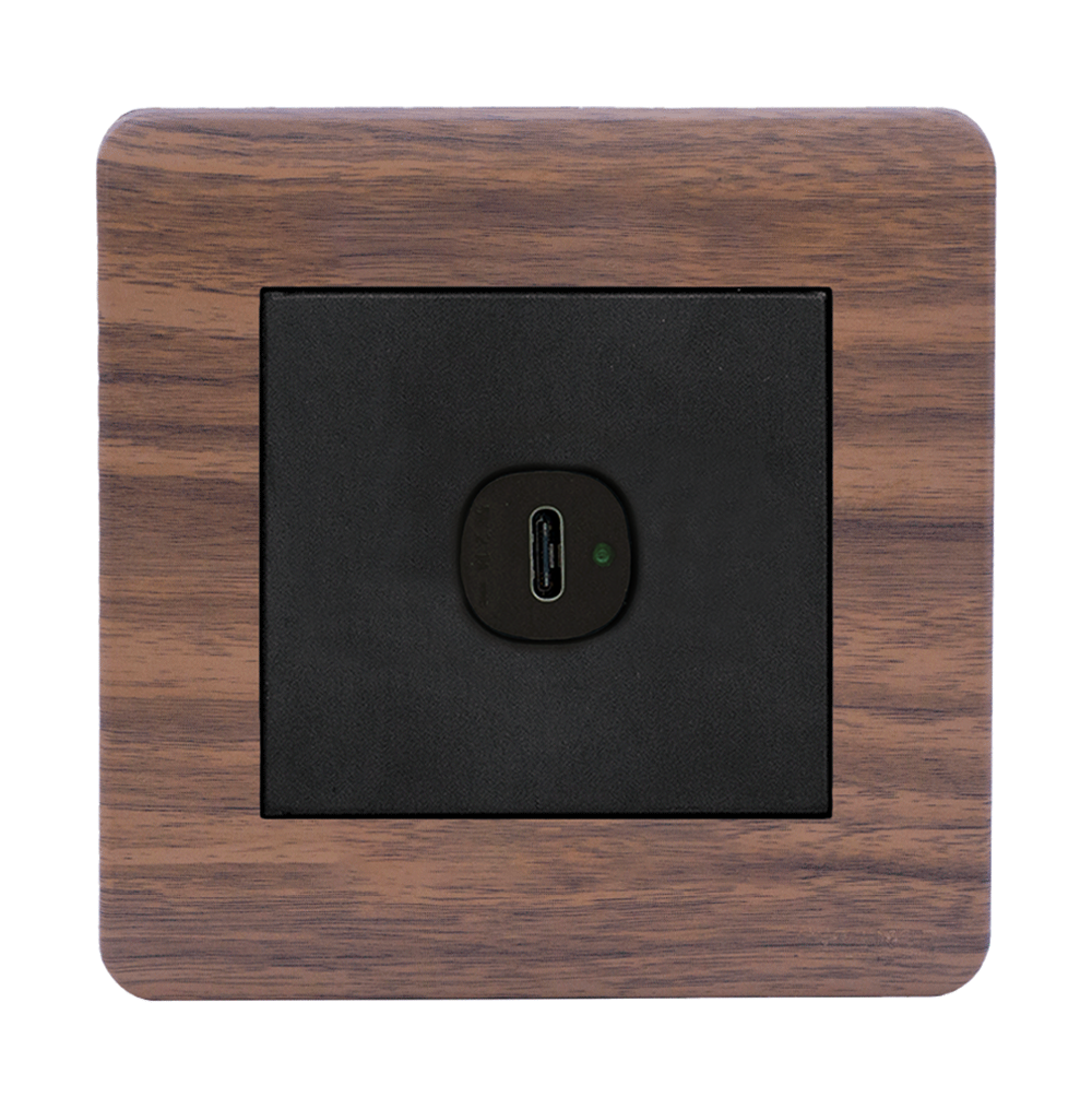 SCINTILLA 2.1Amp. 1Gang Type-C USB Charger Outlet B/Matte with Kumbuk Surround