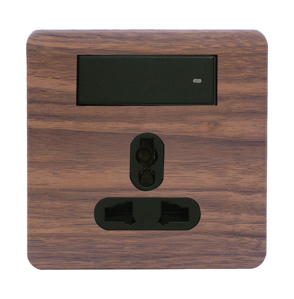SCINTILLA 13Amp. Multi Socket Outlet with Horizontal Switch B/Matte with Kumbuk Surround