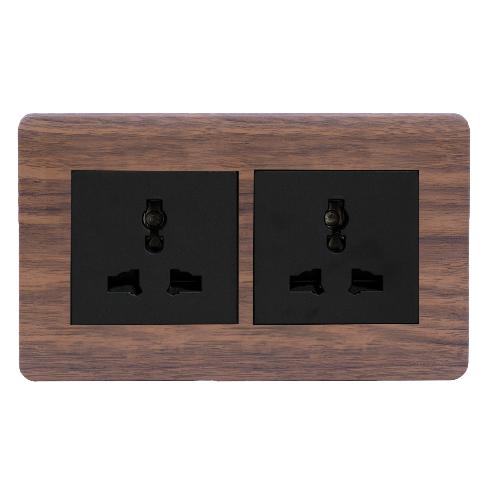 SCINTILLA 13Amp. Twin Multi Unswitched Socket Outlet B/Matte with Kumbuk Surround