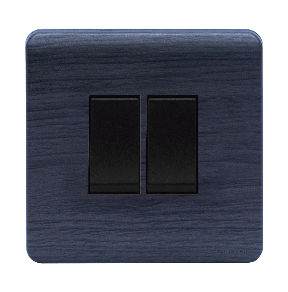 SCINTILLA 16Amp. 2Gang 1Way Switch B/Matte with Kaluwara Surround