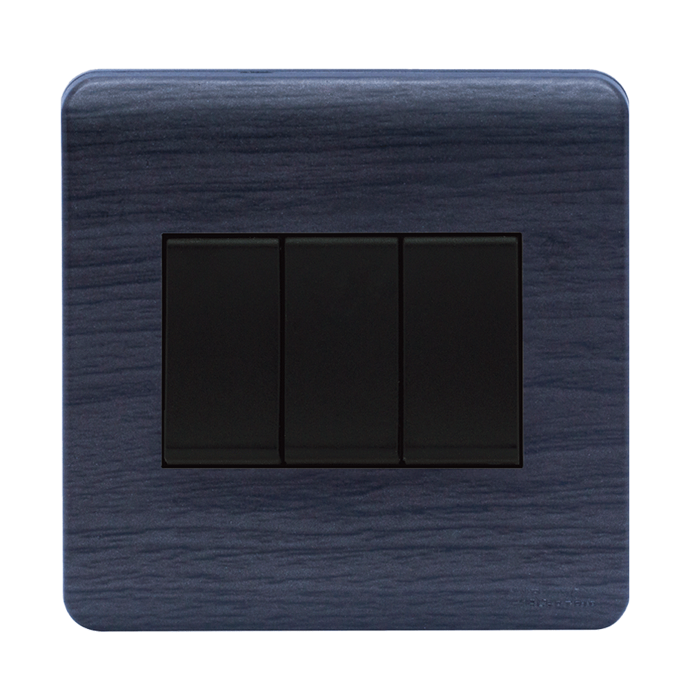SCINTILLA 16Amp. 3Gang 1Way Switch B/Matte with Kaluwara Surround