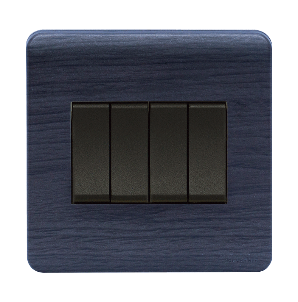 SCINTILLA 16Amp. 4Gang 1Way Switch B/Matte with Kaluwara Surround