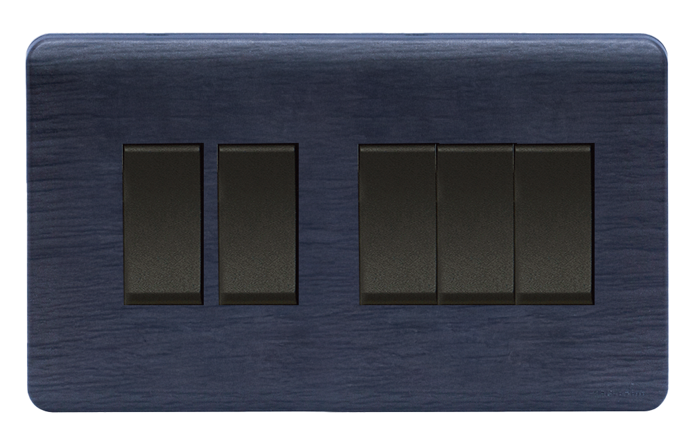 SCINTILLA 16Amp. 5Gang 1Way Switch B/Matte with Kaluwara Surround