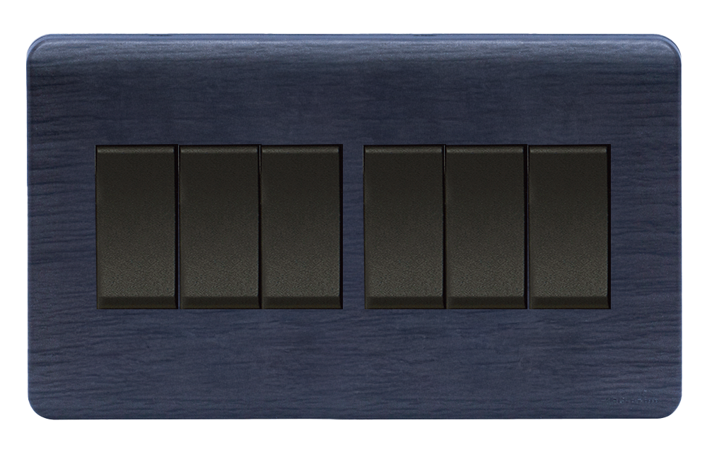 SCINTILLA 16Amp. 6Gang 2Way Switch B/Matte with Kaluwara Surround