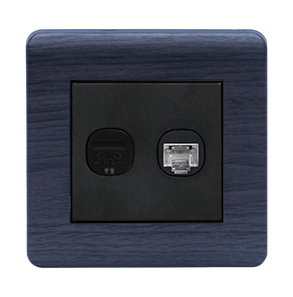 SCINTILLA 2Gang Telephone + Data Outlet B/Matte with Kaluwara Surround